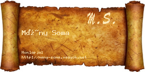 Mány Soma névjegykártya